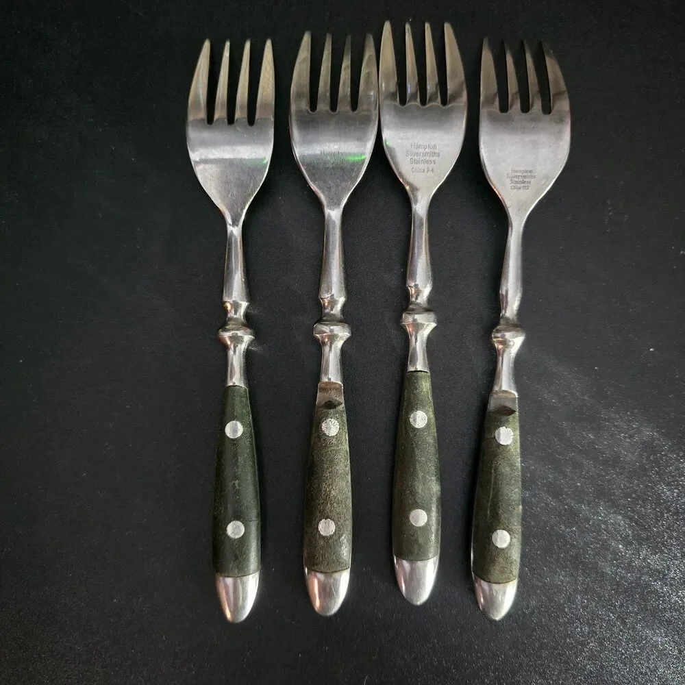 Hampton Silversmiths BISTRO-GREEN 4 Salad Forks Stainless Flatware